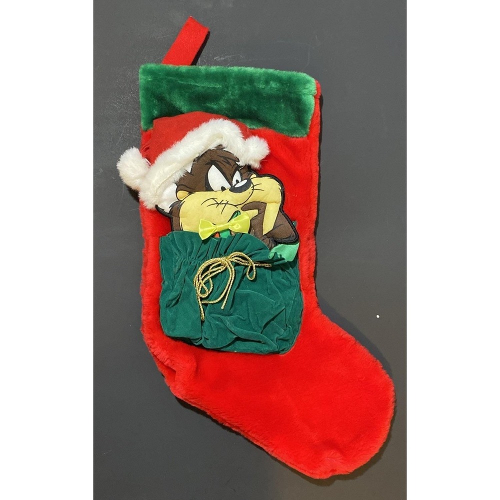 Vtg 1998 Looney Tunes Christmas Stocking TAZ Tasmanian Devil 3D‎ Holiday